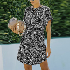 Leopard Dotted Waist Tie T-Shirt Dress product